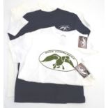 Four Duck Commander t-shirts, three white, 2 size small, 1 size medium, and one navy, size small (4)