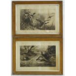 After Archibald Thorburn (1860-1935), Monochrome engravings, Duck Shooting and Pheasant, Depicting