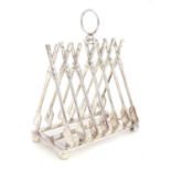 A novelty silver plate 6-slice toast rack the bars formed as rowing oars. 21stC. 6 1/4" long