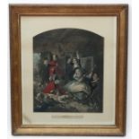 After John Collet (c.1725-1780) Hand coloured mezzotint in arch shaped mount, Reynards Last Shift,