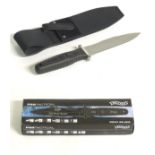 A boxed Walther 'P99 Tactical' knife, 6'' blade with saw and rubberised grip, together shoulder