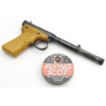 Airgun : A Diana 'Mod 2', .177 push barrel air pistol. Approx. 9 1/4" long. Together with Webley