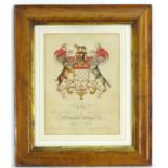 A hand coloured engraved armorial of The Worshipful Company of Skinners. The shield of the coat of