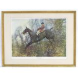 After Sir Alfred James Munnings (1878-1959), Colour lithograph, The Huntsman - Ned on the Brown