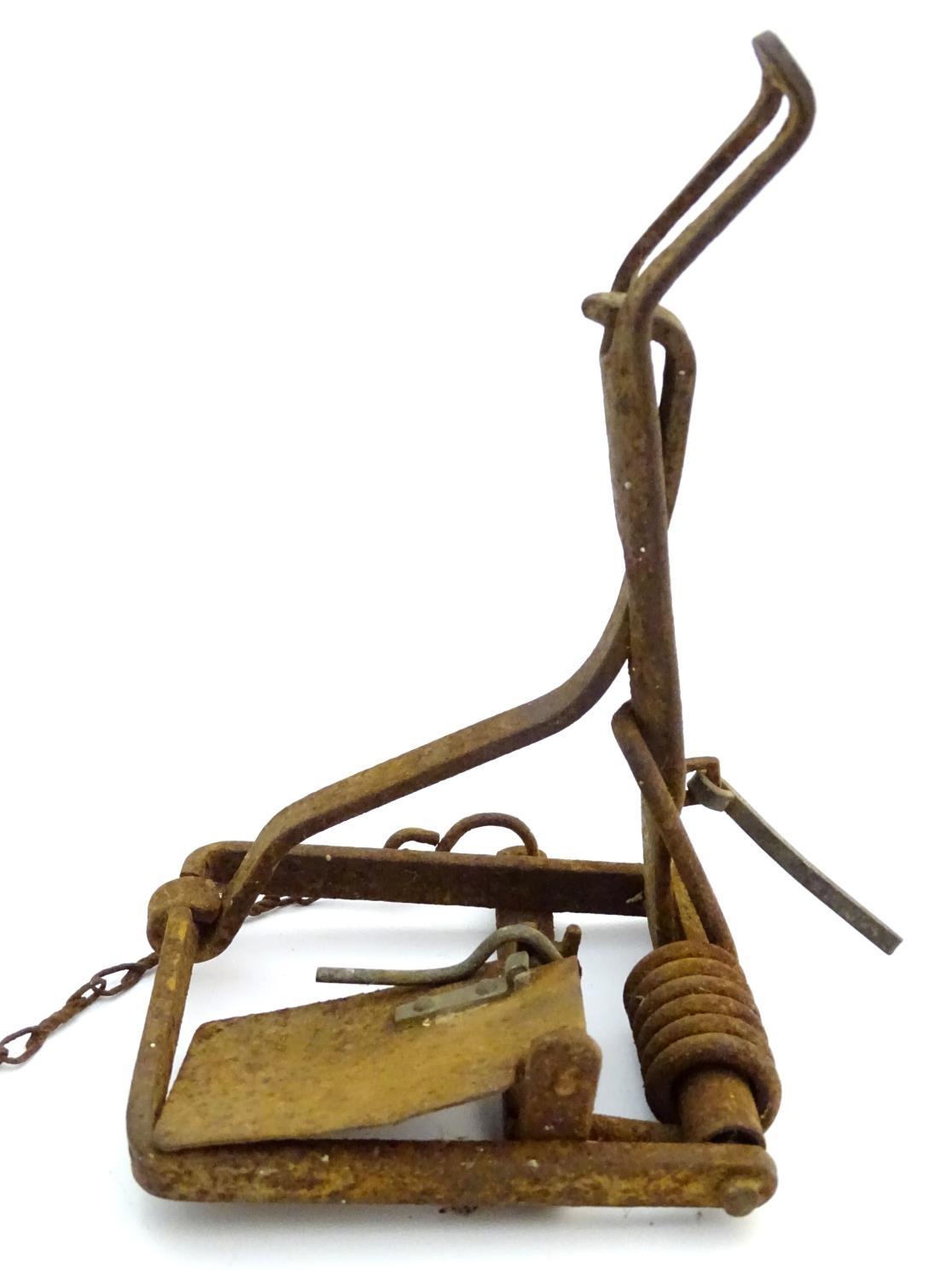 Antique trap: a mid-20thC Sawyer RSPCA rabbit trap, 7 3/4" tall Please Note - we do not make - Image 2 of 4