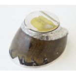 Taxidermy: Rowland Ward, London, an early 20thC horse hoof inkwell, with silver plated mounts (