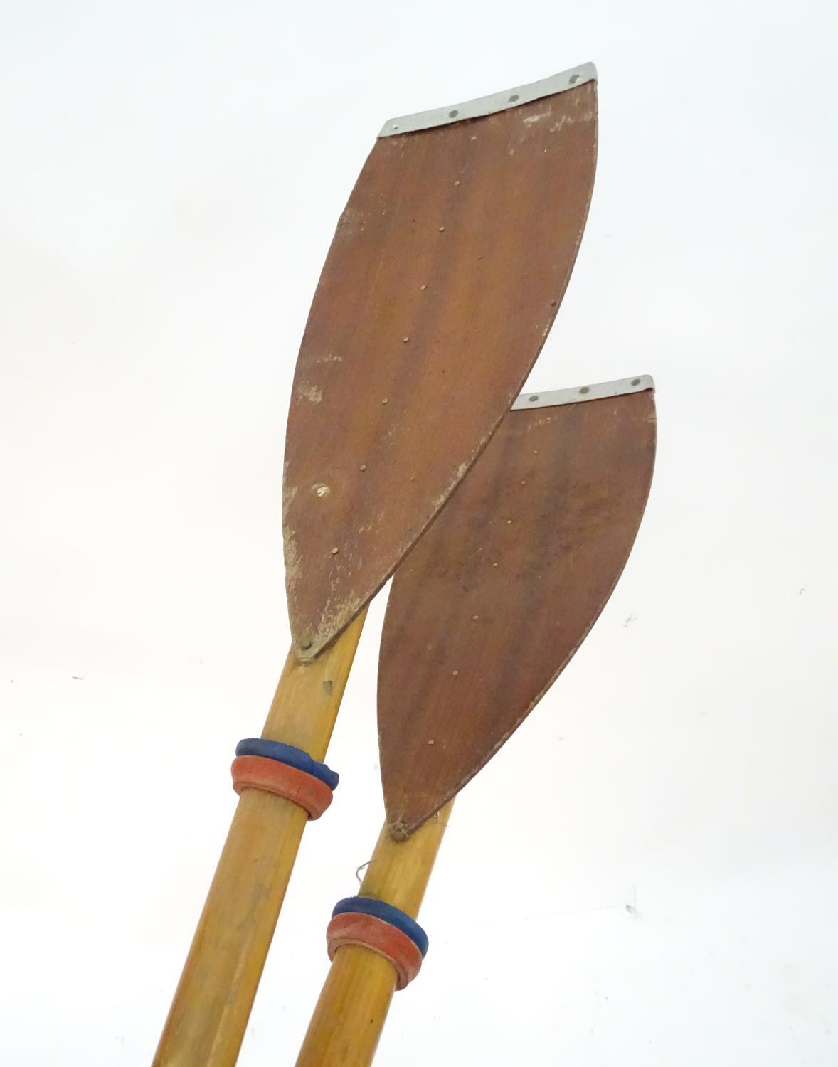 A two part wooden kayak paddle with protective end caps. Each approx. 49 1/2" Please Note - we do - Image 5 of 5