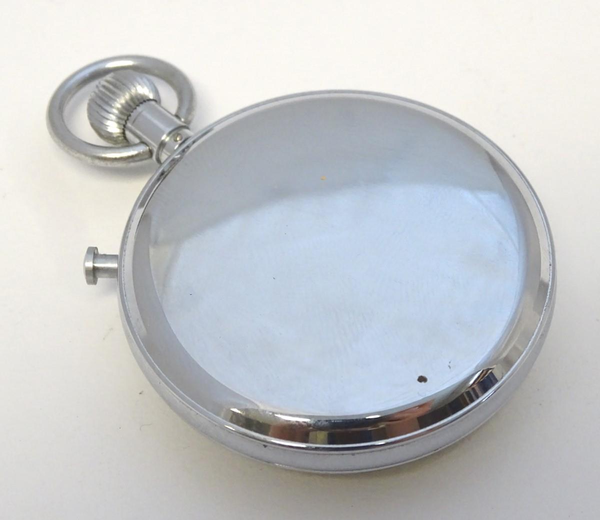 A 20thC Swiss chrome stopwatch, contained within a soft case. Please Note - we do not make reference - Image 6 of 6