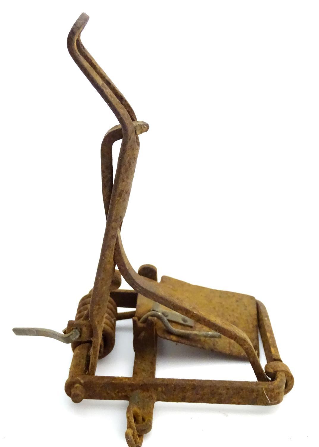 Antique trap: a mid-20thC Sawyer RSPCA rabbit trap, 7 3/4" tall Please Note - we do not make - Image 4 of 4