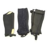 Three pairs of child / small adult black chaps / gaiters (3) Please Note - we do not make