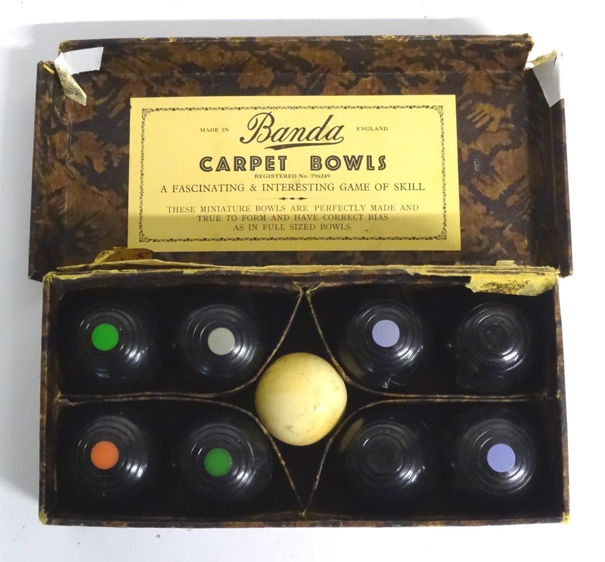 A cased set of 20thC Banda Carpet Bowls, Made in England. Please Note - we do not make reference - Image 2 of 6