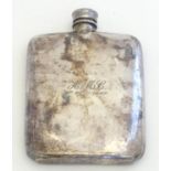 A silver plate hip flask by James Dixon & Sons Sheffield, 5 1/2" high overall. Please Note - we do