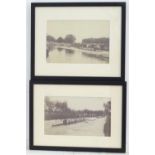 Two monochrome photographs depicting the 1906 May Bumps college bumping races on the River Cam,