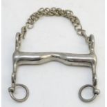 A Weymouth horse bit with curb chain, 5 1/2" Please Note - we do not make reference to the condition