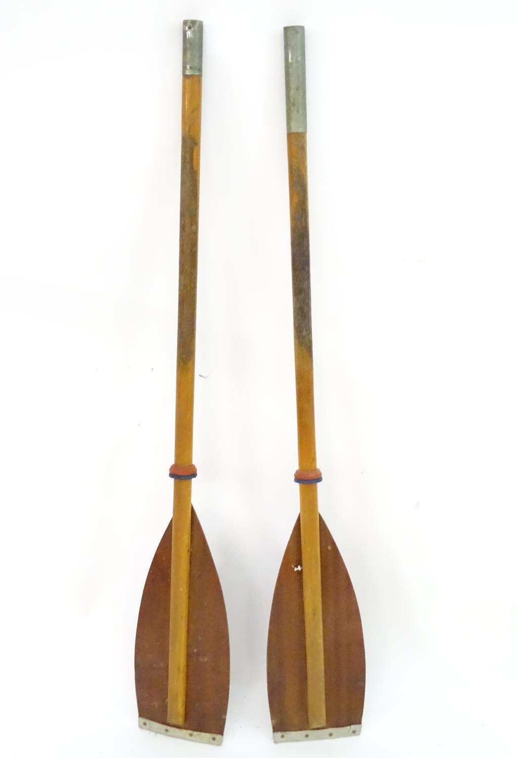 A two part wooden kayak paddle with protective end caps. Each approx. 49 1/2" Please Note - we do - Image 3 of 5