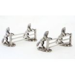 A pair of silver plate knife rests with horse and fence decoration 3 1/2" wide Please Note - we do