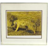 Claire Bruce, XX, Limited edition print, no. 1/11, A landscape scene with a prowling tiger.