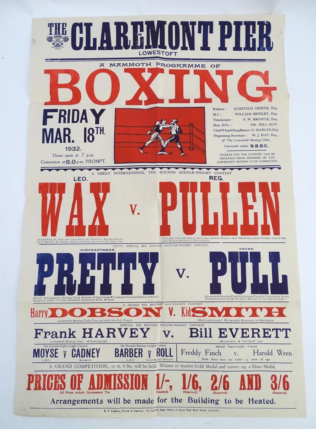 Boxing : A large quantity of early 20thC ephemera relating to boxing. To include an original - Image 2 of 13