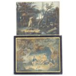 XIX, Hand coloured shooting aquatints, A shooting scene in a woodland with dogs and a man pointing
