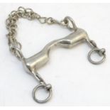 A Weymouth horse bit with curb chain, 4 1/2" Please Note - we do not make reference to the condition