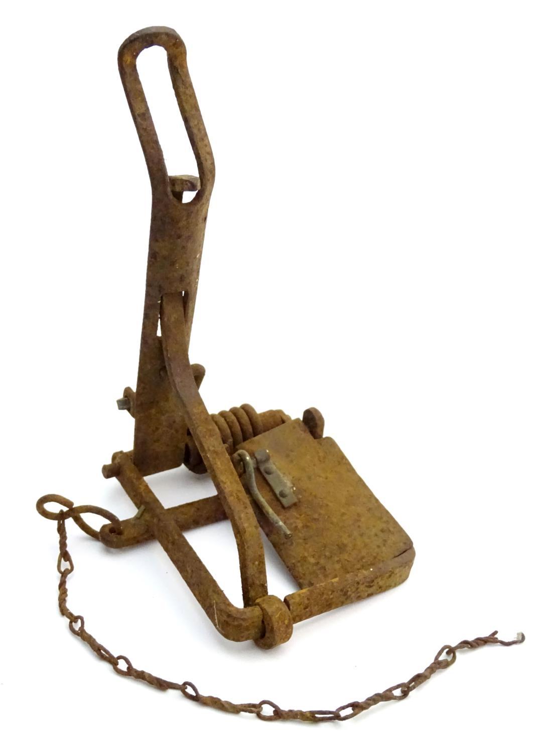 Antique trap: a mid-20thC Sawyer RSPCA rabbit trap, 7 3/4" tall Please Note - we do not make - Image 3 of 4