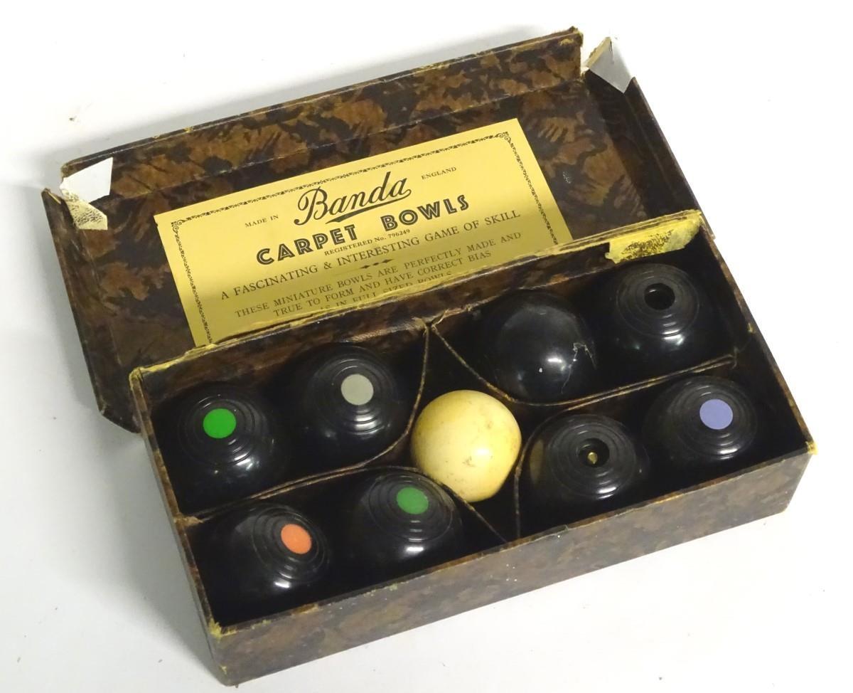 A cased set of 20thC Banda Carpet Bowls, Made in England. Please Note - we do not make reference - Image 4 of 6