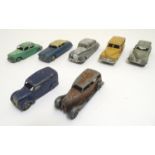 Toys: Seven Dinky Toys die cast scale model cars comprising Rolls Royce Silver Wraith, no. 150;