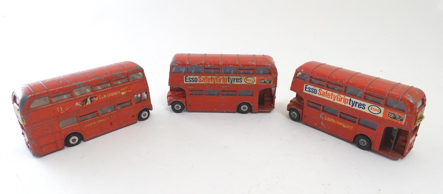 Toys: Seven Dinky Toys die cast scale model buses, comprising a Double Decker Bus, cream and red - Image 4 of 8