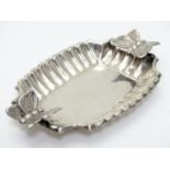 A Spanish silver dish with butterfly decoration. 4 1/4" wide Please Note - we do not make