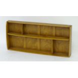 Vintage retro, mid-century: an Ercol two tier wall shelf / plate rack, constructed from elm and