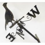 Garden & Architectural, Salvage: a mid to late 20thC cast and painted Pheasant weathervane, with