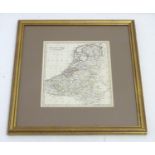 A 19thC hand coloured map of the Netherlands, by J. C. Russell Jnr. Approx. 9" x 7 1/2" Please