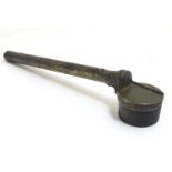 A 19thC cast brass Japanese yatate (travelling combination pen holder and inkwell), 9" long Please