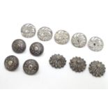 A quantity of assorted buttons to include a set of 5 silver buttons hallmarked Birmingham 1903 maker