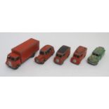 Toys: Five Dinky Toys die cast scale model vehicles comprising Dinky Supertoys Guy Truck, with