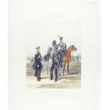 Militaria : 'Fores's Yeomanry Costumes, Plate 1.' A 20thC polychrome print depicting Officers of the