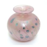 A mid 20thC Mdina glass vase, decorated with abstract patterns in pink and blue, 4" tall Please Note