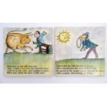 Two Florian Studio tiles decorated with Edward Lear limericks and illustrations, to include 'There