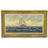 H. C. Hermans, XX, Marine School, Oil on canvas, A clipper ship under full sail. Signed lower