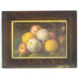 XX, English School, Watercolour, A still life study of fruit on a table. Approx. 6 1/4" x 10 1/4"