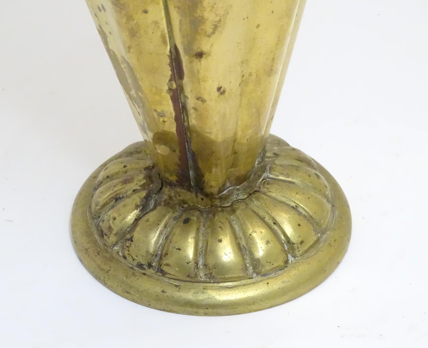 An early 20thC brass stick stand formed as an upturned umbrella, with internal division and weighted - Image 5 of 6