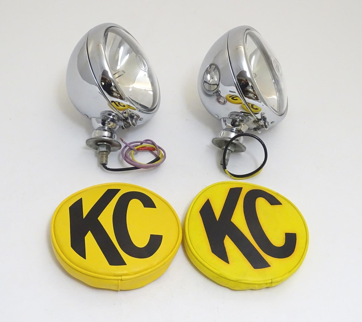 A pair of KC Hilites chromium automotive spotlights with covers, each 6" wide Please Note - we do - Image 4 of 6