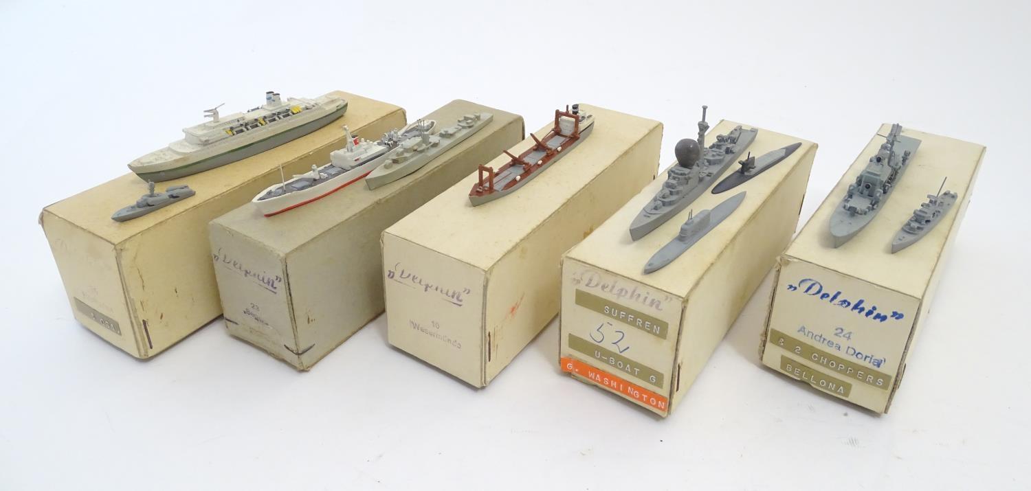 Toys: A quantity of Delphin model ships made in West Germany, comprising Andrea Doria, no. 24, and