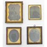 A quantity of Victorian daguerreotype photographic portraits. To include a portrait of two seated