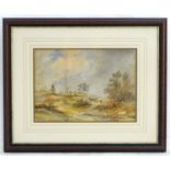 Manner of George Cole (1810-1883), Watercolour, A landscape scene with figures and a horse and cart.
