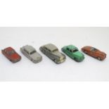 Toys: Five Dinky Toys die cast scale model cars comprising Rolls Royce Silver Wraith, no. 150; Rover