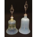Two Victorian opaline glass bells, the largest 14 1/2" tall (2) Please Note - we do not make