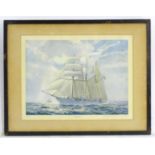 After Weatherall Burgess (1879-1957), XIX-XX, Lithograph, Sunbeam II, A three masted topsail