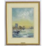 John Batin, XIX-XX, English School, Watercolour, A view of the River Thames, London. Signed lower