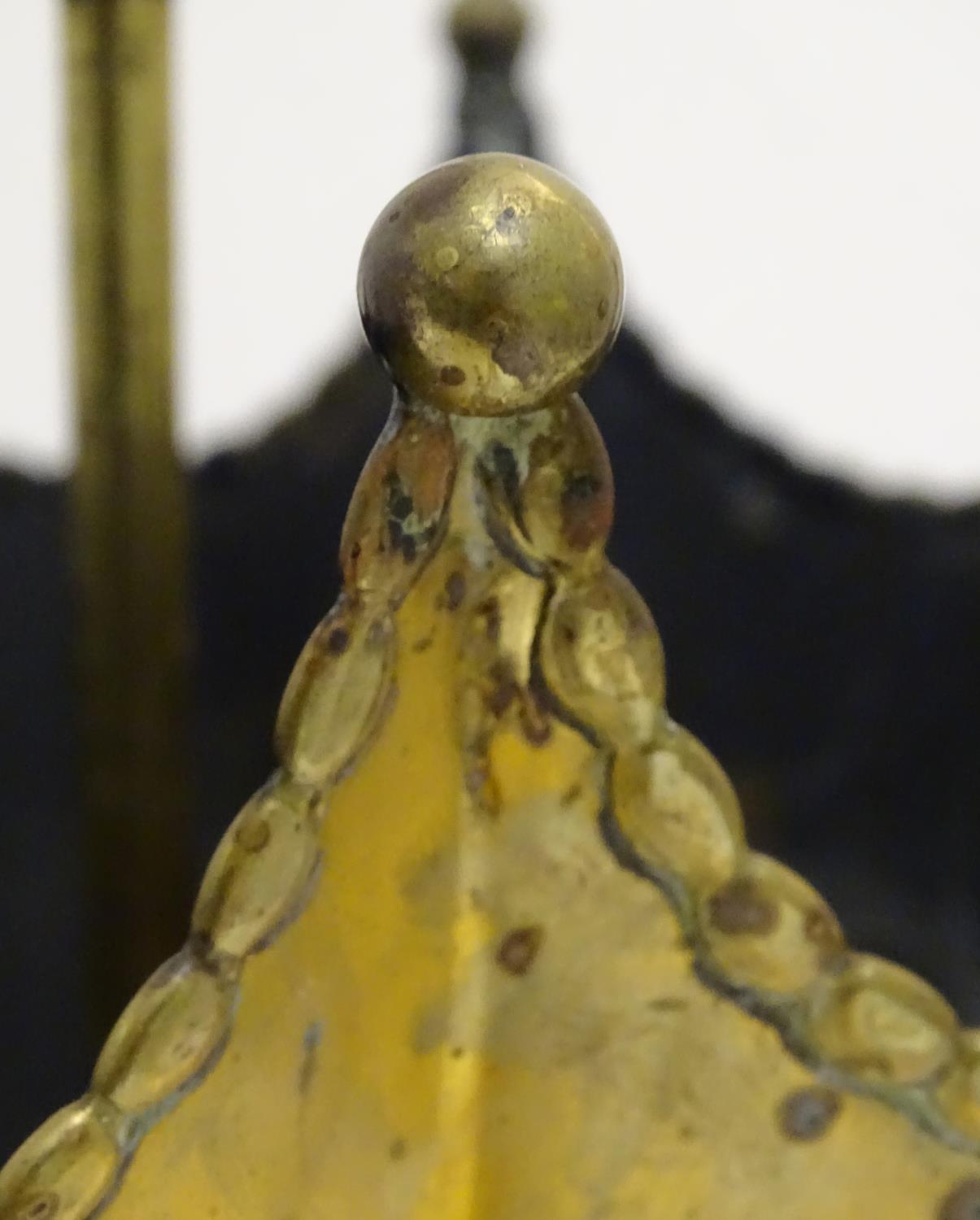 An early 20thC brass stick stand formed as an upturned umbrella, with internal division and weighted - Image 6 of 6
